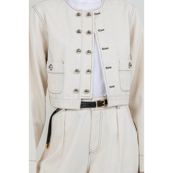 2pc set Cream High-Waisted Balloon Trousers + Matching Military Jacket XS-L - Picture 4 of 4
